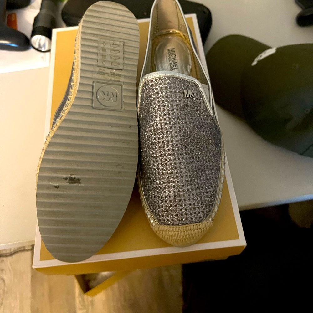 Silver espadrilles have them in gold also wore them once.